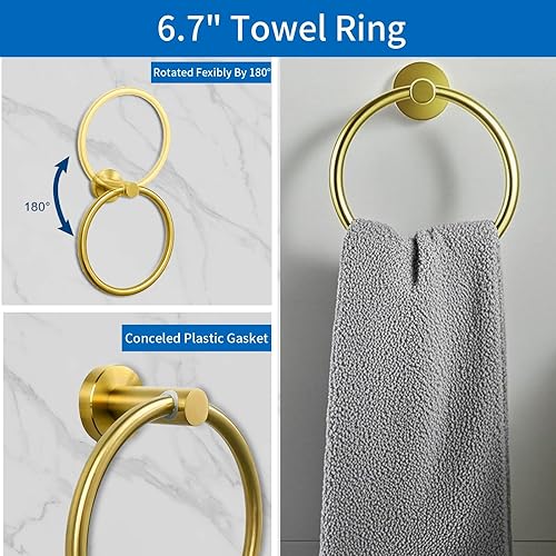 Miniatura 3 de JUSTHERE Juego de accesorios de baño, accesorios de baño de acero inoxidable montados en la pared, incluye barra de toalla de 16 pulgadas, soporte