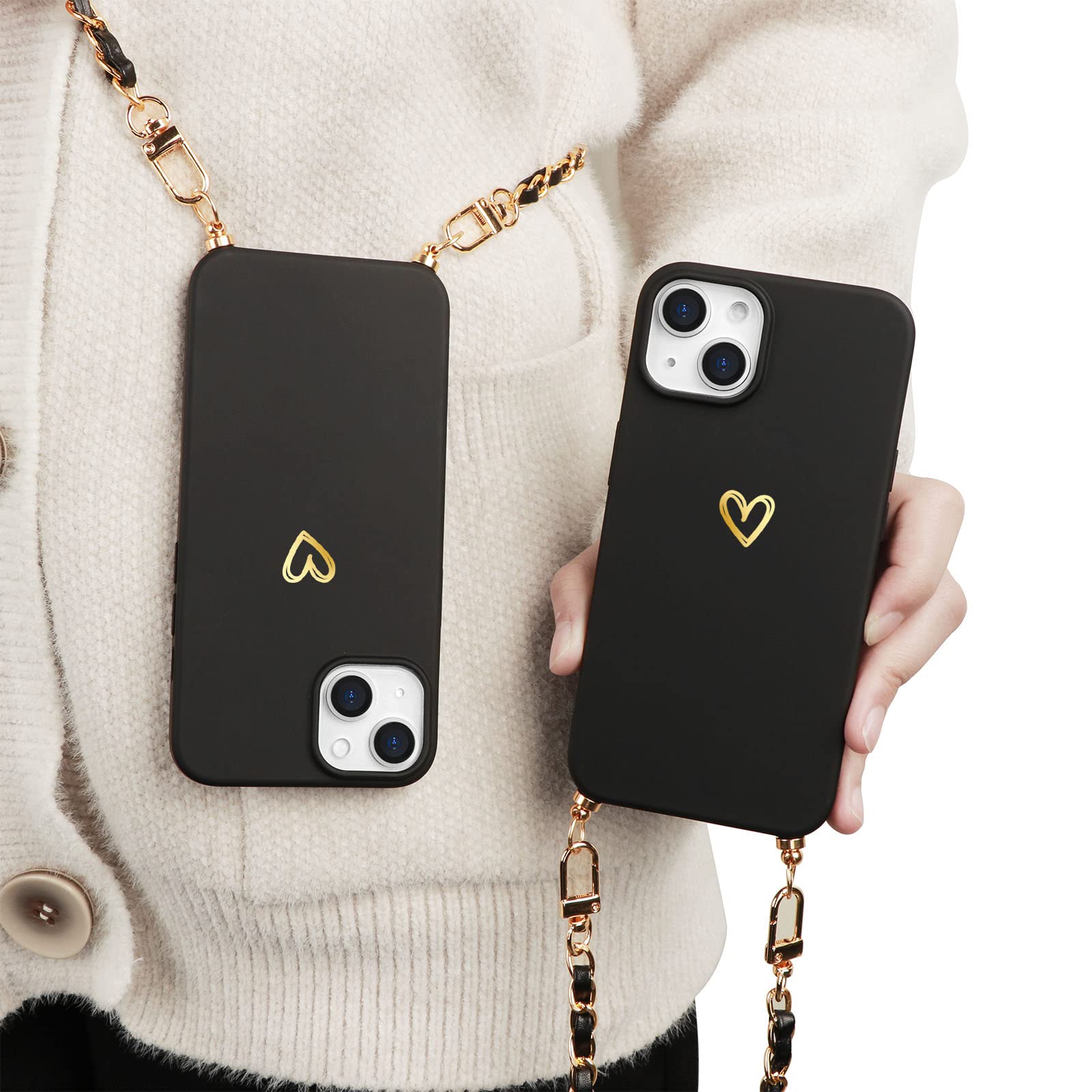 VAVAVOOMY Handyhülle Mit Kette Für IPhone 15 Pro Max - Rosa Silikon Mit Lanyard