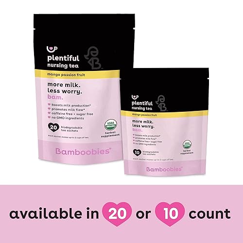 Miniatura 5 de Bamboobies Té de hierbas para el embarazo para mujeres para apoyo de enfermería, mango maracuyá, aumenta la producción de leche, orgánico, sin OMG,