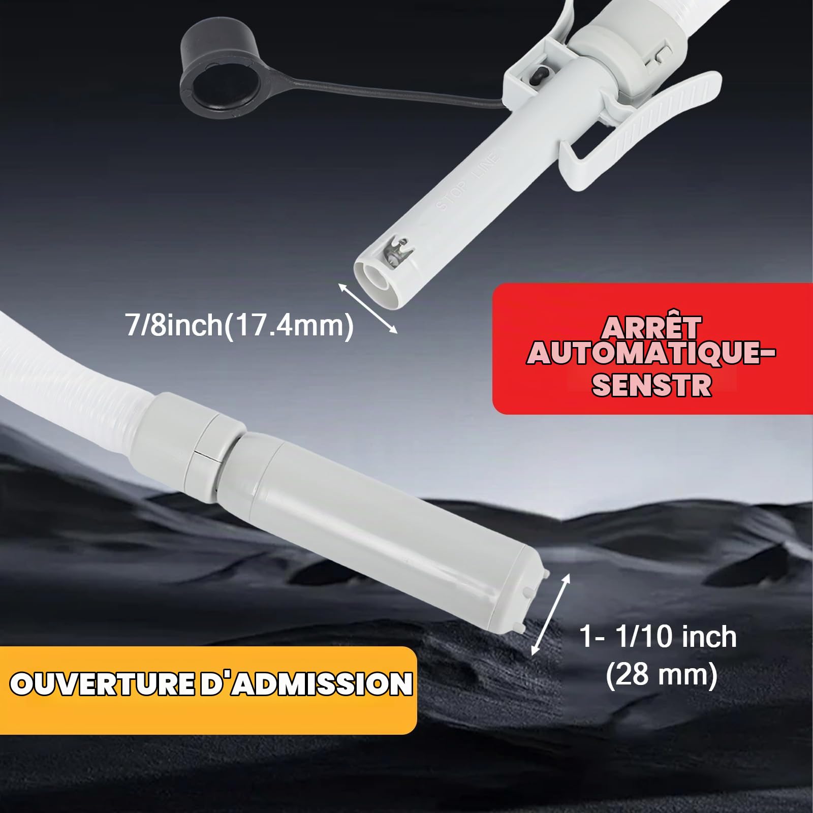 Pompe Transfert de Carburant 3,2GPM avec Capteur D'arrêt Automatique, Pompe Diesel, Pompe à Essence Électrique, Automatique Transfert Liquide pour Huile, Eau