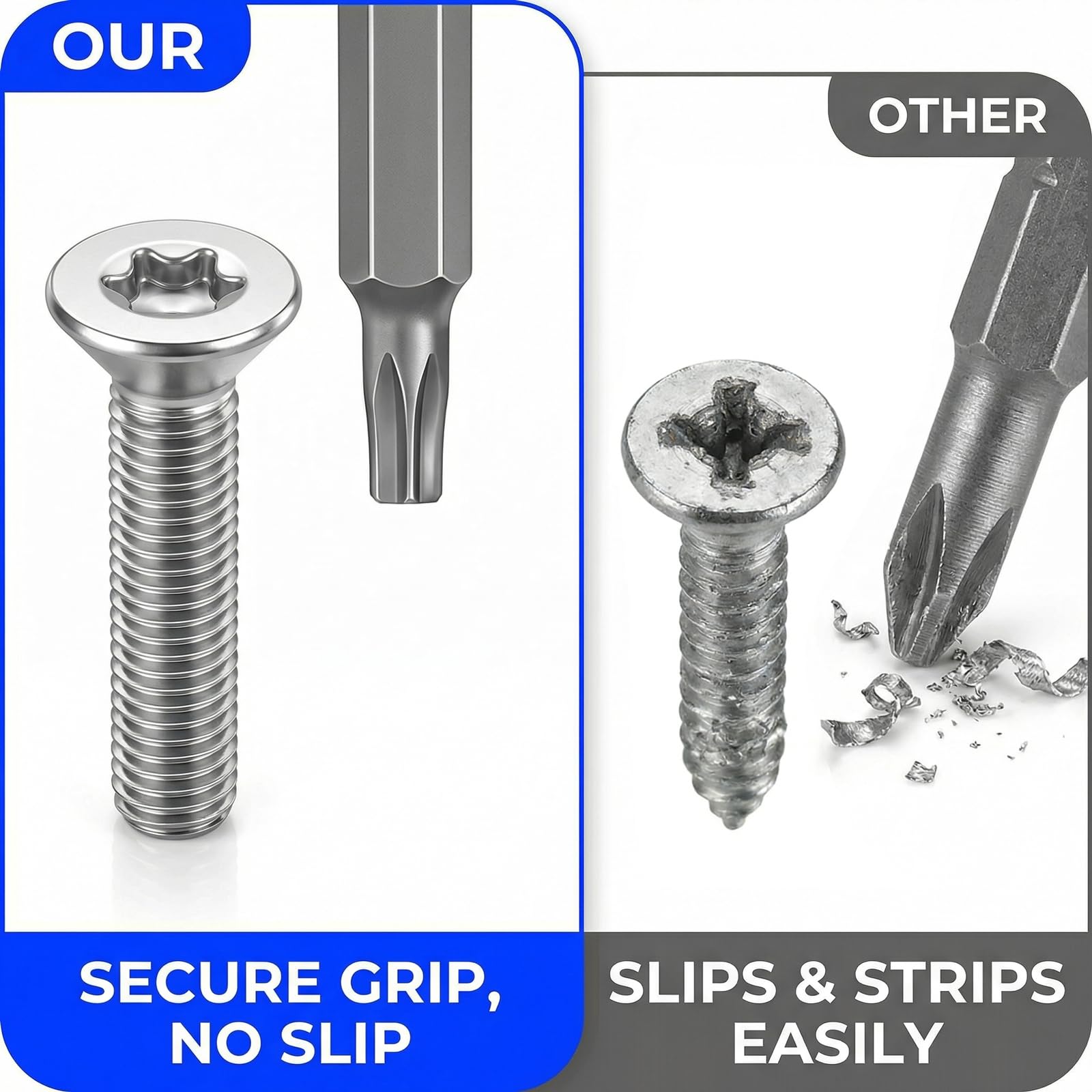 Viti a testa svasata Torx M6x16 mm, 25 pezzi Viti a testa svasata in acciaio inox A2 V2A, M6, filettatura completa metrica, inclusi 2 bit (25/50mm) per mobili, ingegneria meccanica e fai da te