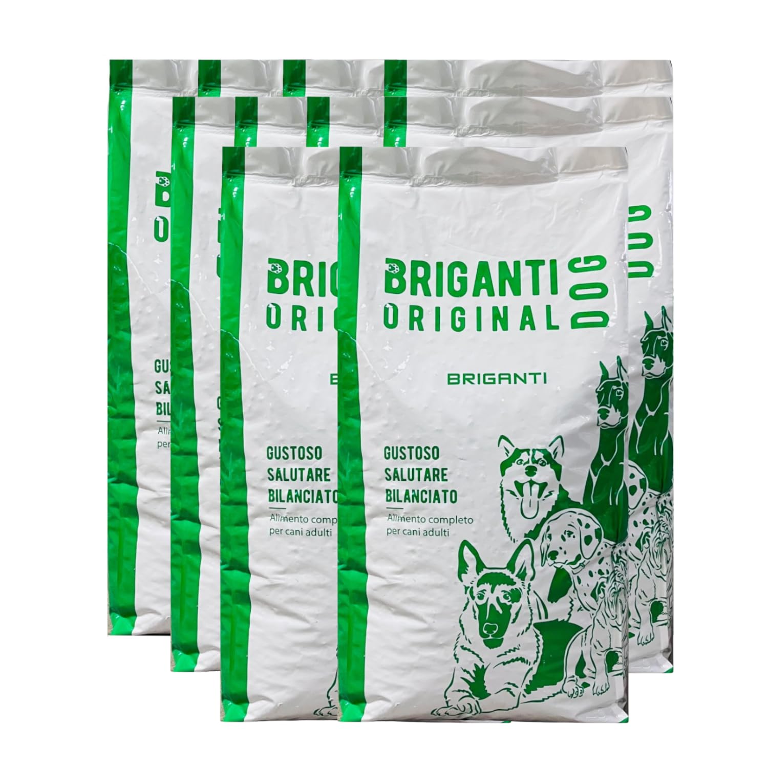 Pienso de mantenimiento para perros adultos, 20 kg, alimento completo italiano, 24% proteínas, con vitaminas y minerales, sin colorantes y sin conservantes (10 bolsas de 20 kg)