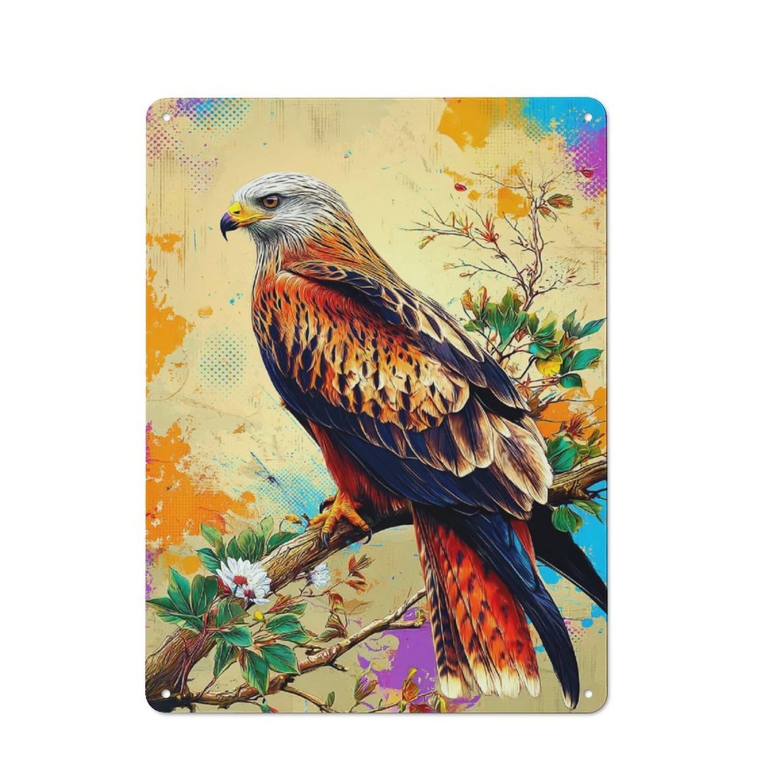 Junmoney Colorful Eagle Artwork Metal Sign 40X30cm With For Home Bar Wall, Vintage Decor, Wall Decoration For Home Bars And Entertaining Spaces