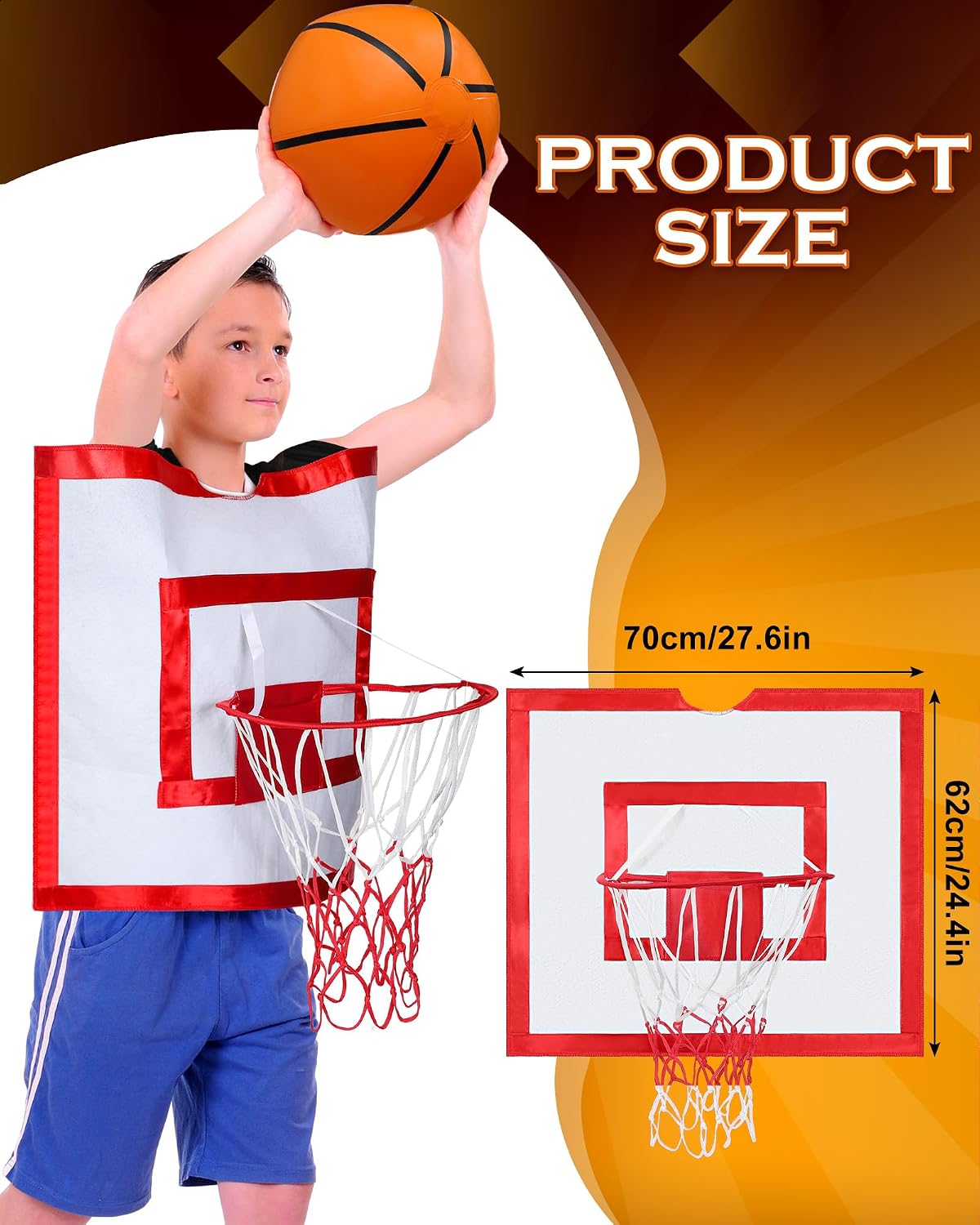 Mepase Halloween Basketball Hoop Costume for Kids Wearable Basketball Net Inflatable Ball Set Ball Backboard Props Outfit for Halloween Cosplay Party Favors