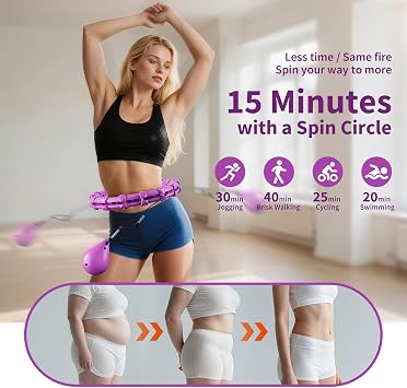 Weighted Hula Hoop, Plus Size Smart Hula Hoops for Adults, Adjustable Infinity Hoop with 360° Auto-Spinning Ball, Weight Loss Exercise Equipment for Home Office Gym