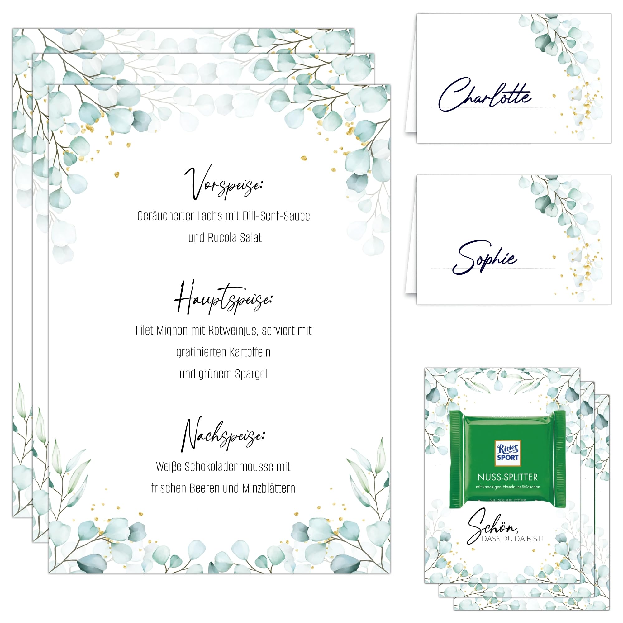 Lot De 6 Menus Et 6 Cartes De Placement Vierges - Parchemin, Décoration De Table