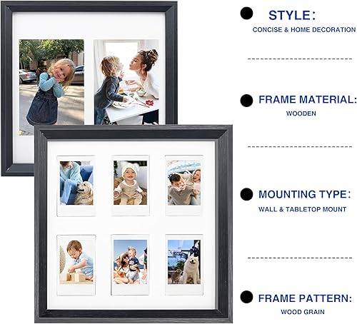 Miniatura 8 de CAIYOULE Marco Polaroid de madera para fotos de Instax Mini de 2 x 3 o 4 x 6 pulgadas, marco de fotos Instax Collage con múltiples aberturas para