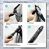Vista 5 de Red para pescar, Fiblink, plegable de aluminio, con mango telescópico extensible