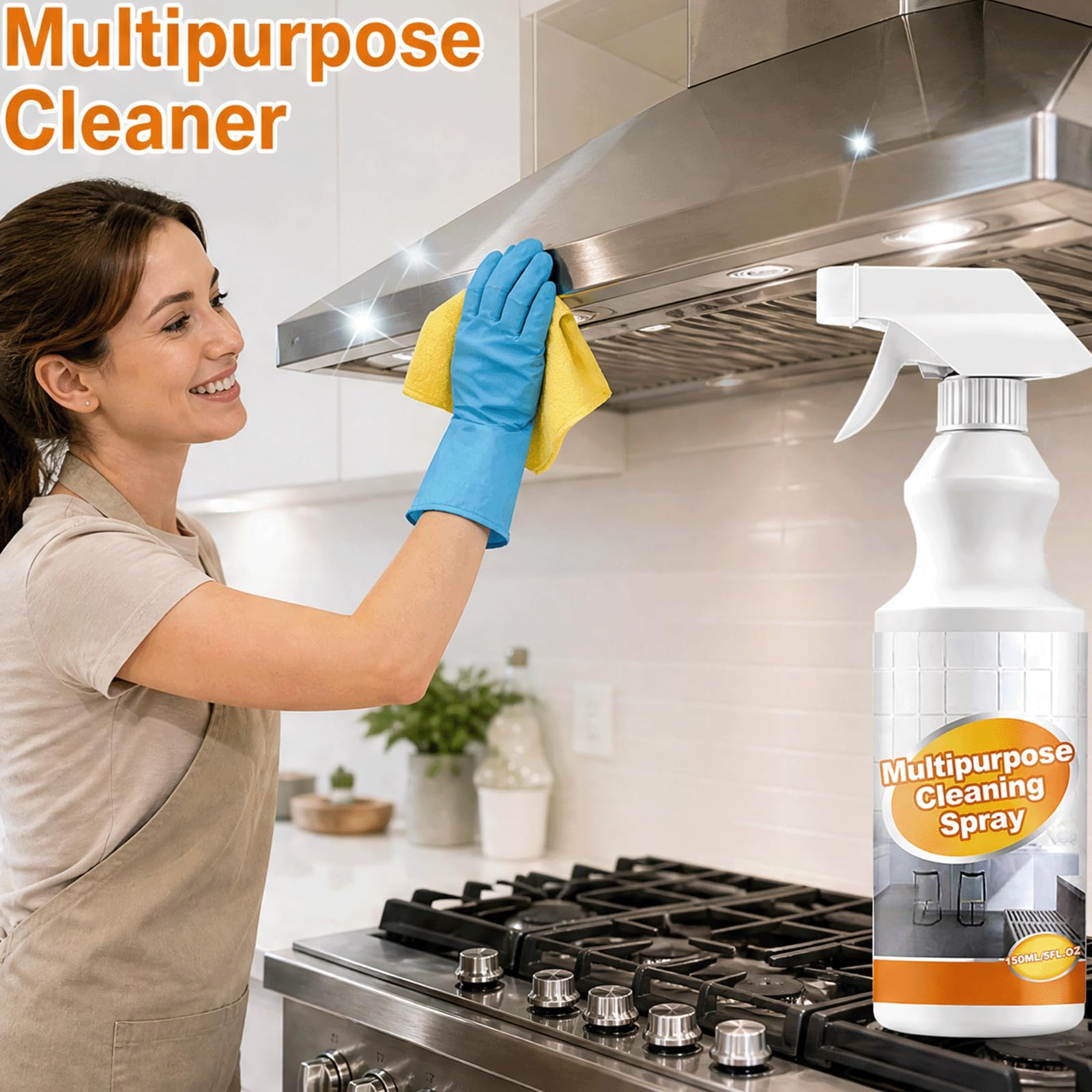 Limpiador de espuma multiusos en spray, desengrasante de alto rendimiento, dispositivo de cocina, horno, campana extractora, limpiador de campana extractora, no tóxico, desengrasante de función