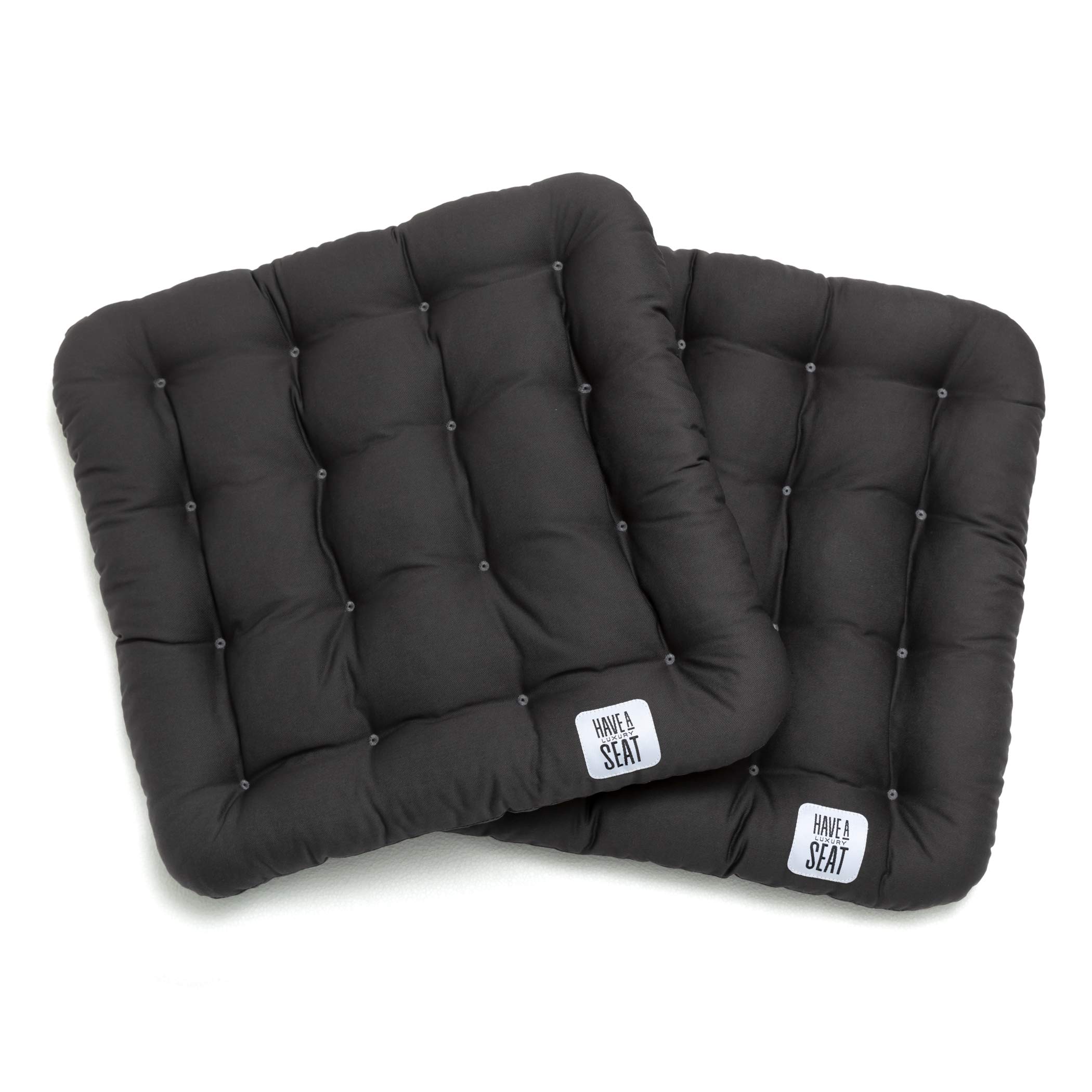 HAVE A SEAT Luxury – poduszka do siedzenia 40 x 40 cm – wygodna poduszka na krzesło, ortopedyczna, nadaje się do prania w temperaturze do 95 °C, nadaje się do suszenia w suszarce, trwałe kolory – Made in Germany – (zestaw 2 sztuk, szaro-