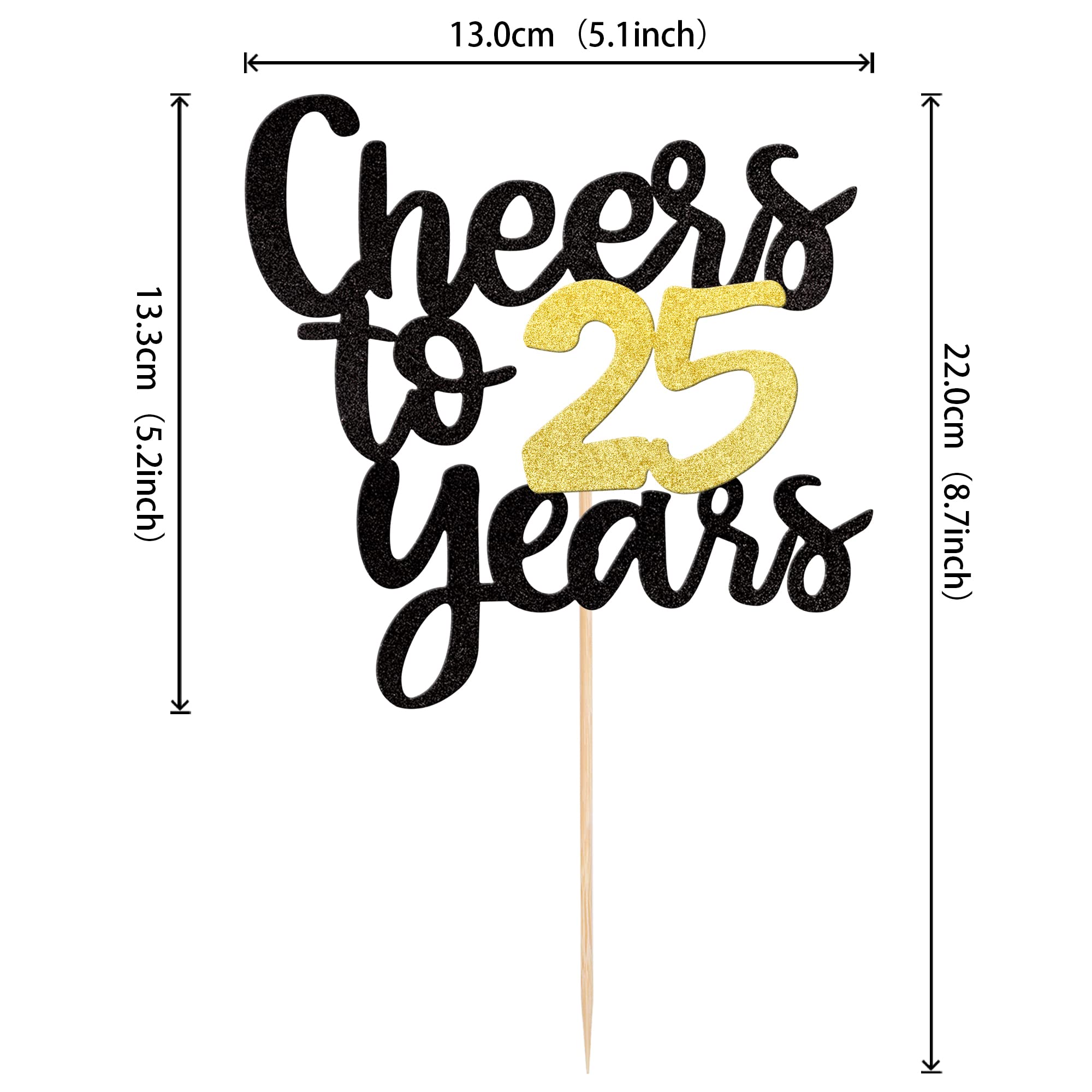 25. Geburtstag Dekoration Set – 170 Teile, Schwarz-gold, Inkl. Banner, Teller, Tischdecken & Cake Topper