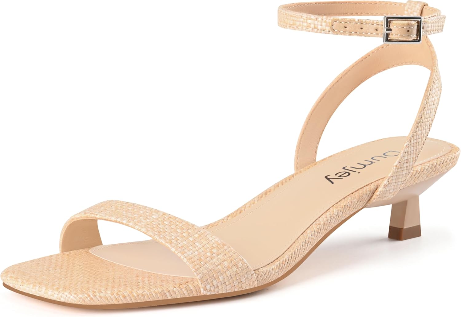 Women Kitten Heel Sandals Ankle Strap Heeled Sandals Square Open Toe Dress Wedding Party Shoes
