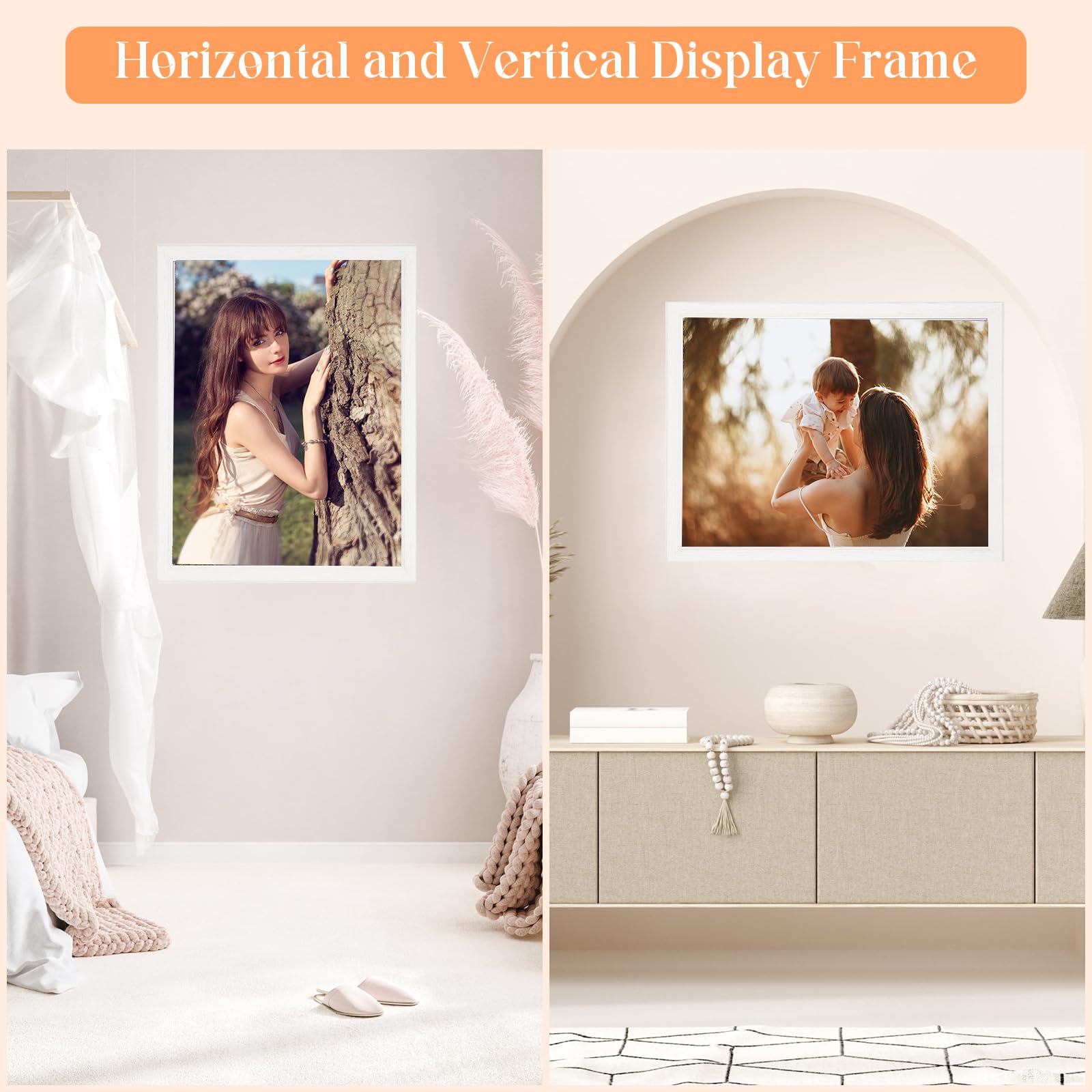 Amazon.com - 14x18 Wood Frame White, Modern Natural Woodgrain