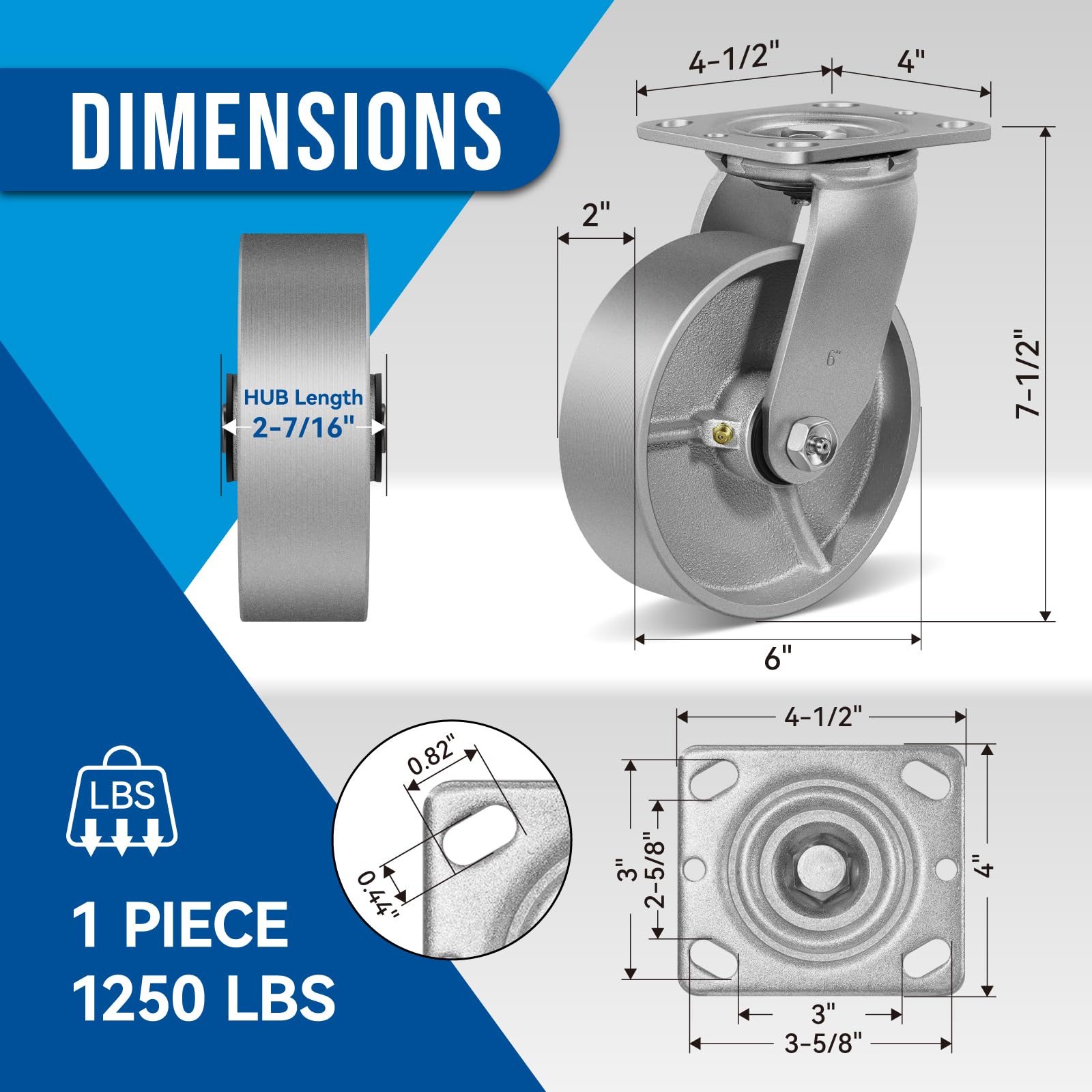 Heavy Duty Caster Wheels - 5000LB Capacity -2