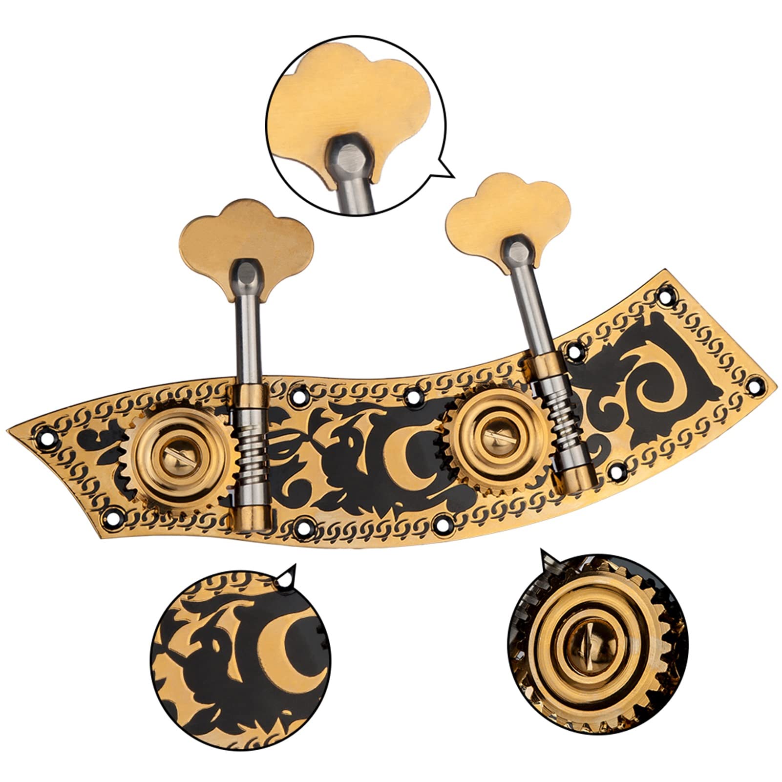 Meccanico accordatore Abbaviato Double Bass Dual Tuning Tuner Tuner Tester Machine Testa 2 Sinistra 2 Destra Per 4/4 3/4 Accessori Per Violino Doppio Basso