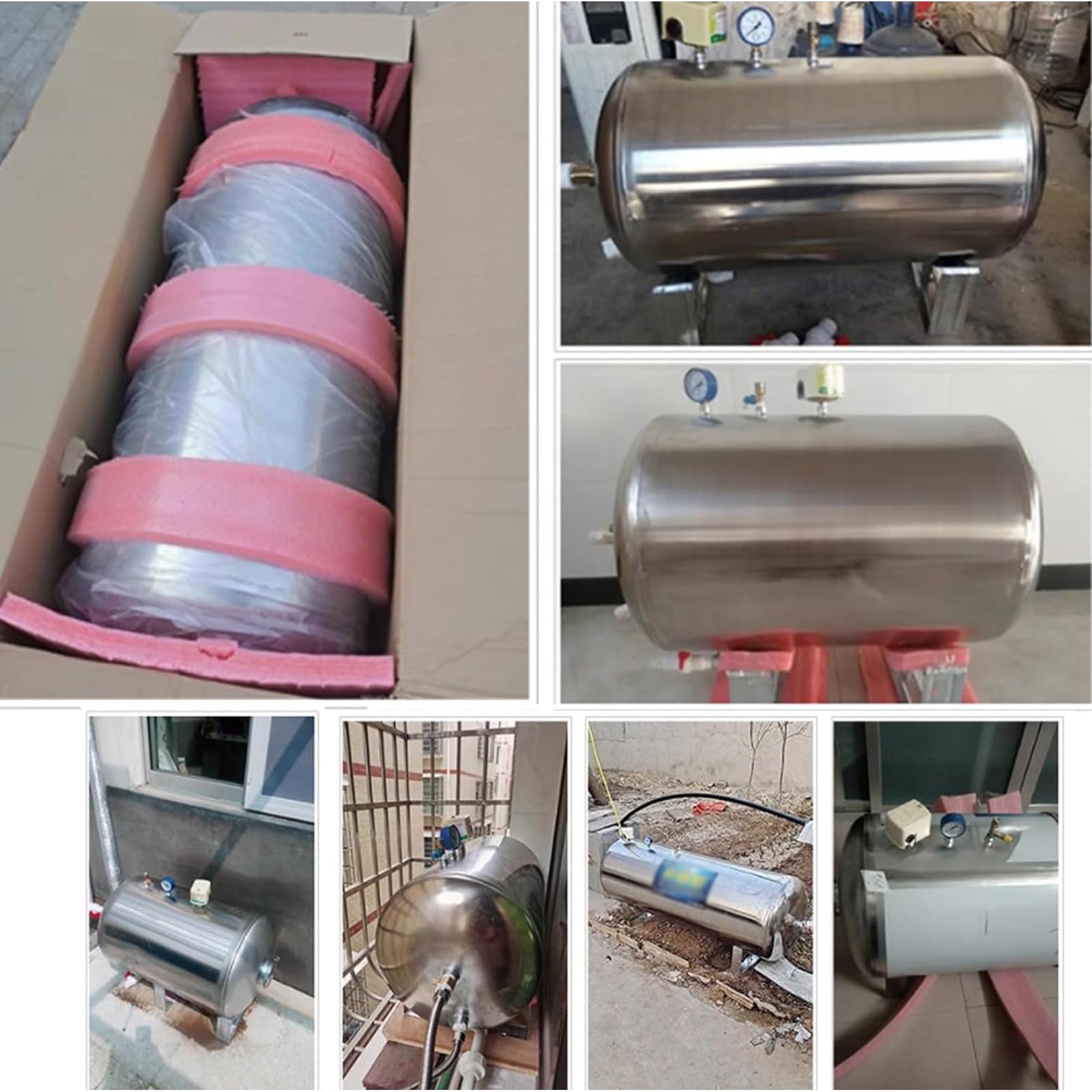 Serbatoio a Pressione per l'acqua 100 200 250 300 L Serbatoio A Pressione dell'Acqua, Serbatoio A Pressione Orizzontale dell'Acciaio Inossidabile(100 Liter)