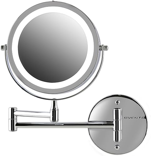 Vista 97 de Ovente serie MFW70 - Espejo de maquillaje con luz LED para montaje en pared Níquel cepillado