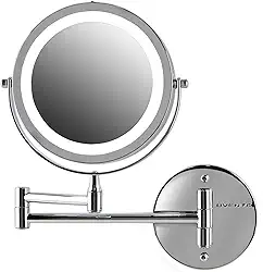 Espelho de luz de LED Ovente MFW70CH1X7X, ampliação de 1x e 7x, cromo polido