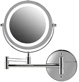 Espelho de luz de LED Ovente MFW70CH1X7X, ampliação de 1x e 7x, cromo polido