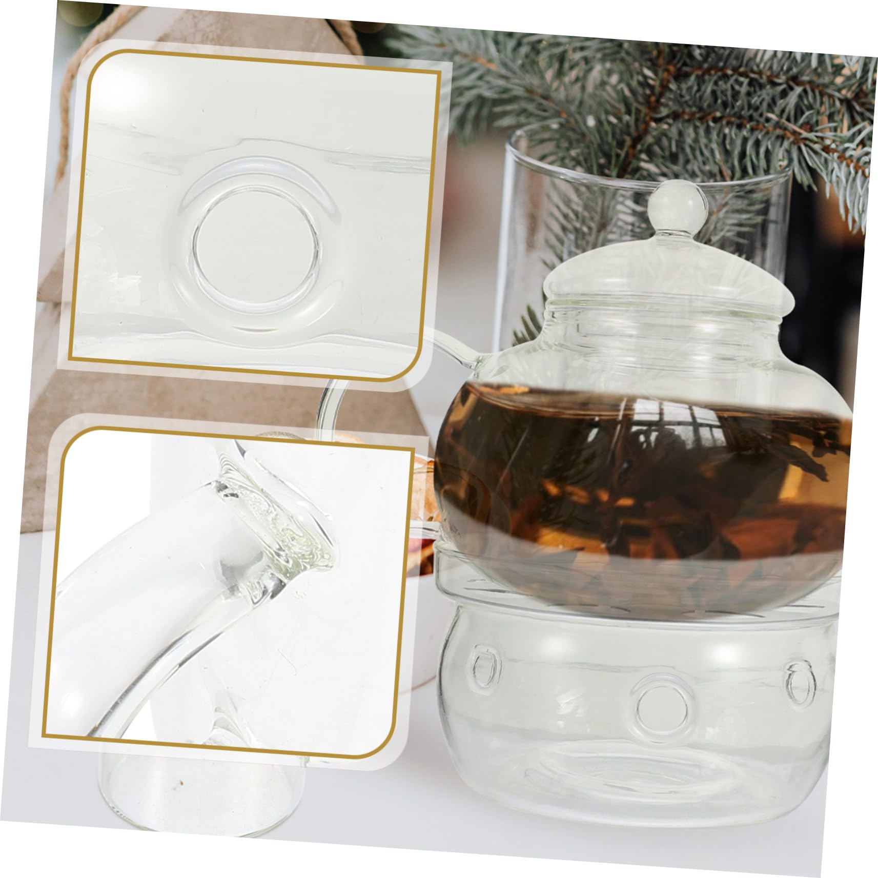 ULTECHNOVO Hitzebeständiges Teeservice aus Glas mit Teekanne Tasse und Kerzenhalter Anti Scalding Funktion Elegantes Design für Chinesische Kung Fu Tee Zeremonien