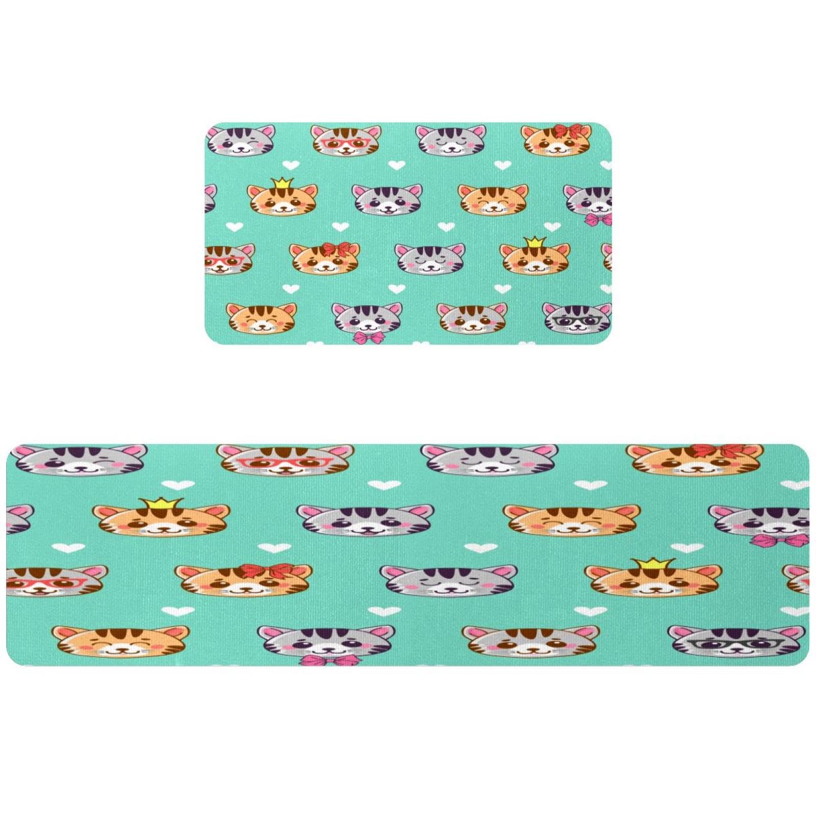Alfombrillas de cocina antideslizantes lavables VAPOKF pack de 2 alfombras felinas