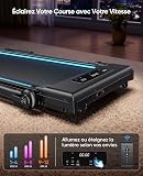 Tapis de Course Pliable Inclinable 12%, 6 en 1 Tapis de Marche avec Table Amovible, Max 12 km/h, 3.0HP, Poignée Télescopique de 15 cm et Courroie Lumineuse RGB, Charge Max 150 kg - 2