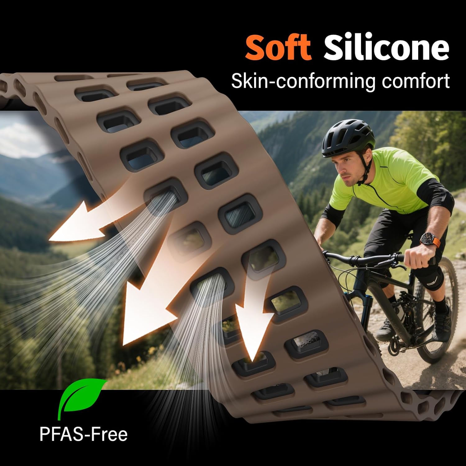 Quickfit 26mm Watch Bands for Garmin Fenix 8 51mm/7X/6X/5X, Sports Ocean Silicone Bands Compatible with Garmin Fenix 8 Pro 51mm/7X Pro/6X Pro/5X Plus/3/3HR/Descent MK1/MK2i Smartwatches - Image 3