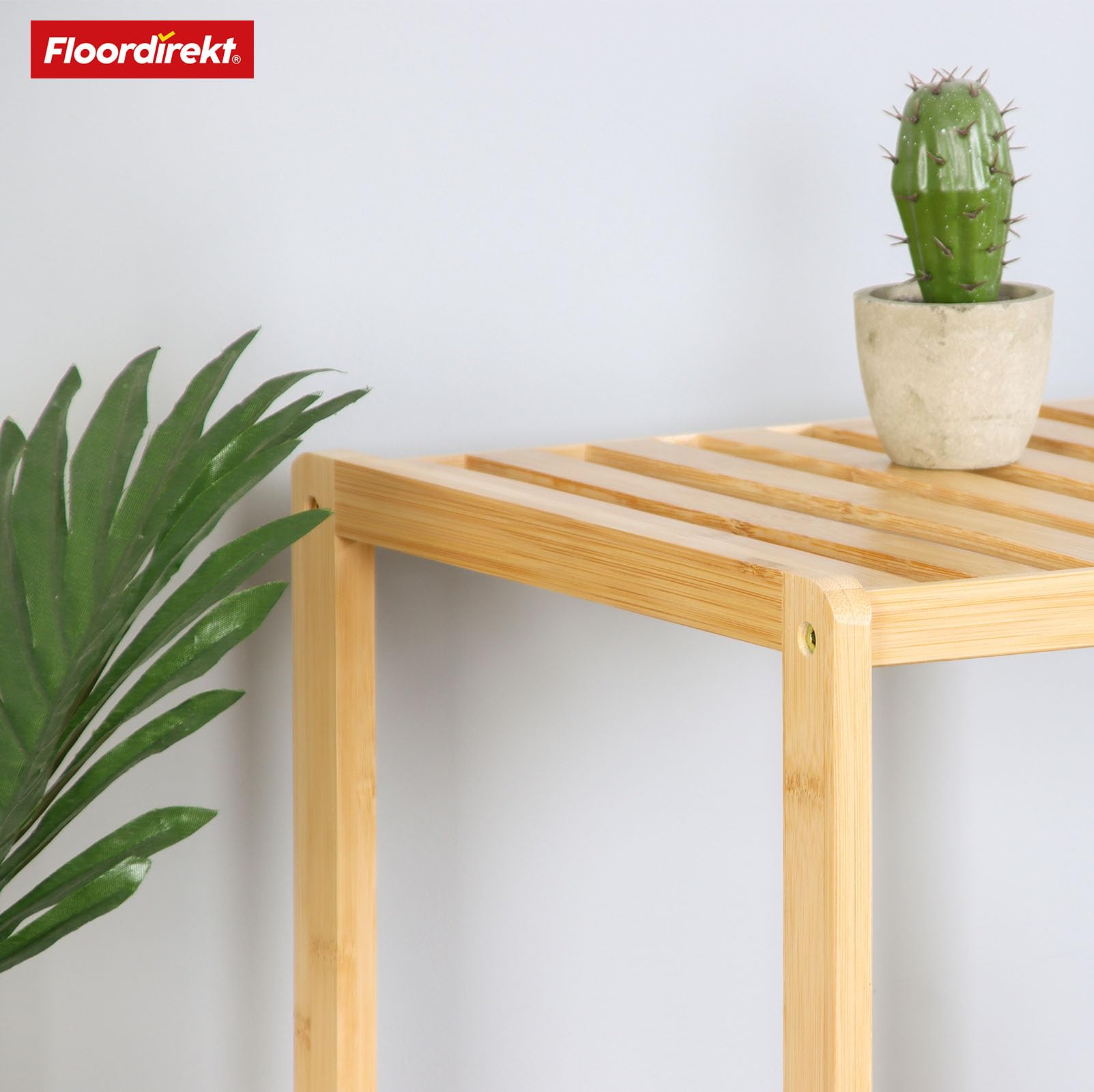 Floordirekt Bambus Regal, schmales Standregal für Badezimmer, Schlafzimmer, Wohnzimmer, Holzregal mit 3/5 Etagen, Regal Größe 34 x 33 x 146 cm (Lowa) (5 Etagen)