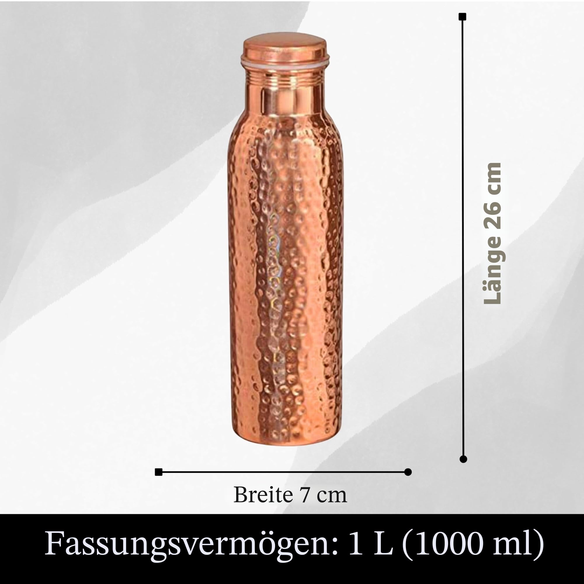 Wasserspender aus reinem Kupfer, 8 l Fassungsvermögen, gehämmerte Oberfläche, ayurvedische gesundheitliche Vorteile, inklusive 2 passenden Trinkgläsern und 1 Kupferflasche, handgefertigtes