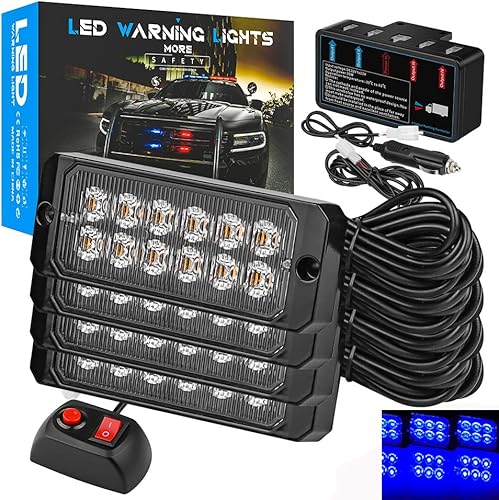 Kit de luces de advertencia estroboscópicas de emergencia LED superbrillantes de 48 LED para automóviles, barra de luz LED de advertencia de peligro