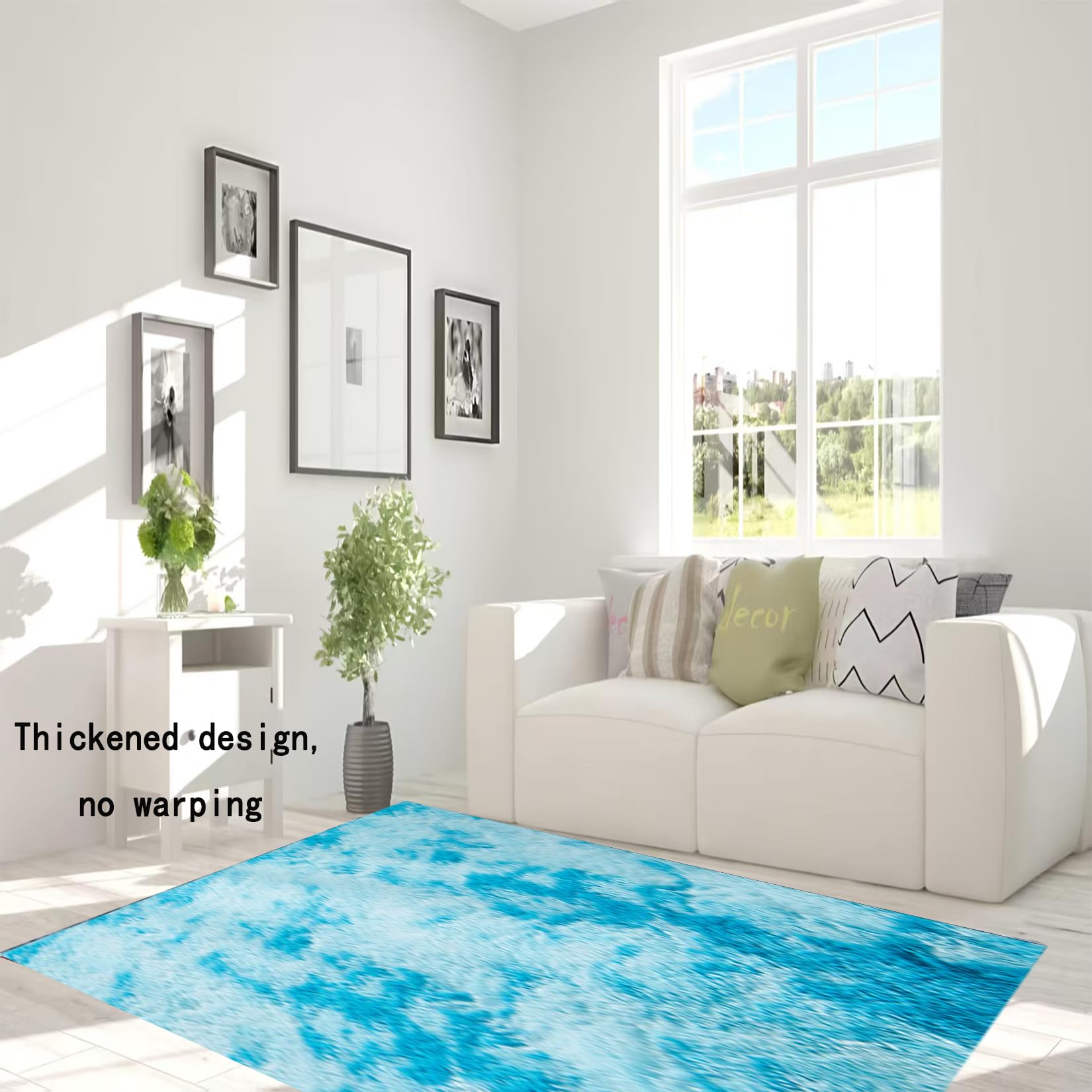 Dywan Do Sypialni 110 x 230 cm Absorpcja Dźwięku I Redukcja Hałasu Geometryczne Dywany Zewnętrzne, Niebieski