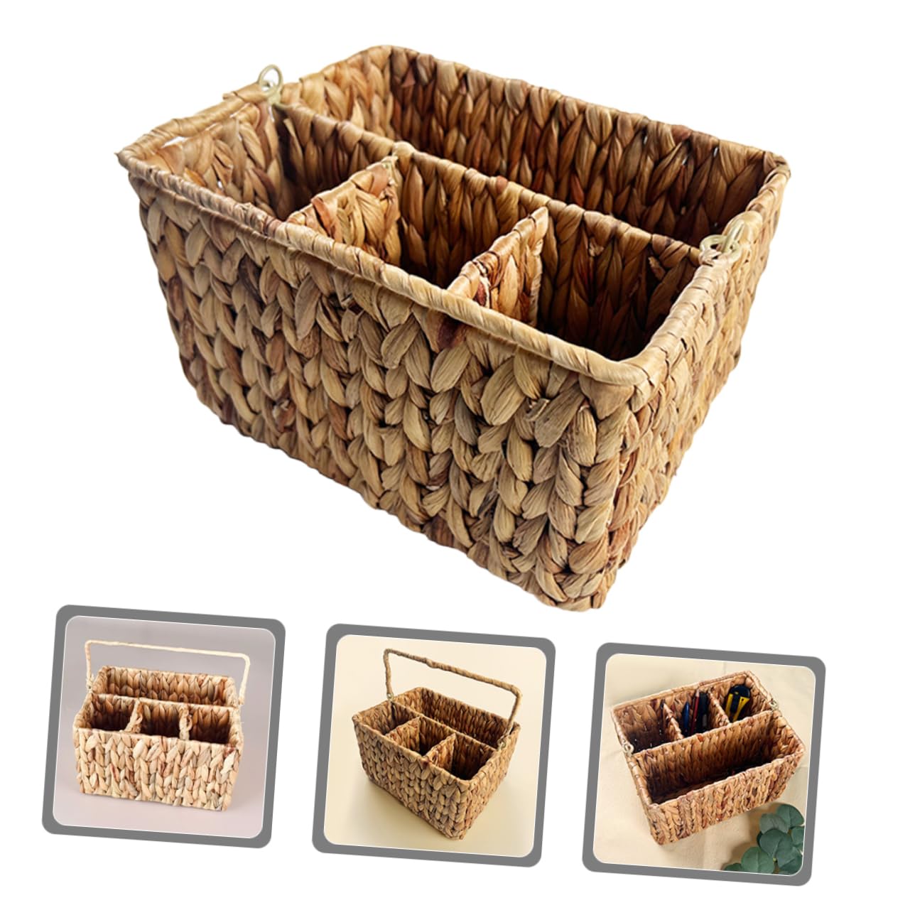 Geflochtener Besteckorganizer aus Eisen mit Trennfächern Multifunktionaler Aufbewahrungskorb für Küche und Zuhause Dekorativ und Praktisch