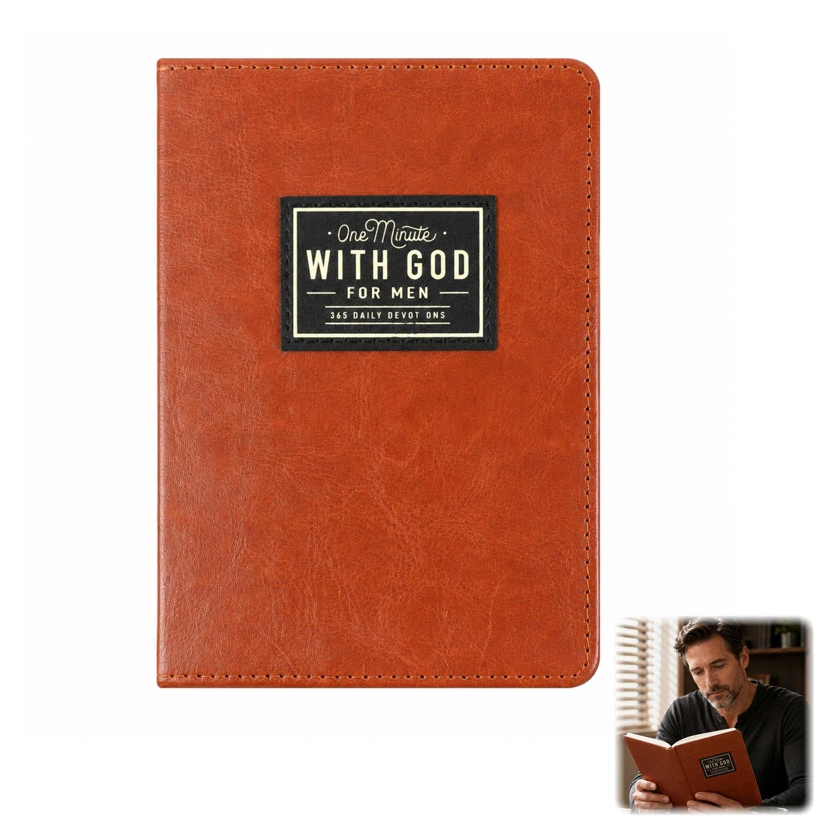 A Minute With God 2026、 Daily Devotions For Men, 365-Day Prayer Journal — Christian Devotional, Spiritual Growth Journal, Featuring Bible Verses, Reflections, And A Premium Leather Cover (Brown)