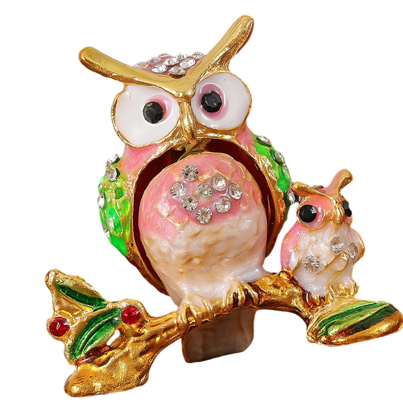 HDOYTXXM Stylish Owl Inspired Jewelry Holder with Multiple Compartments Strong Alloy Decorative Box Modern Jewelry Display Case