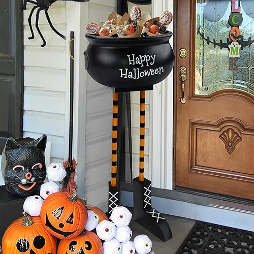 Miniatura 8 de Decoración de Halloween  Cuenco grande de golosinas con patas de brujas  con juego de 3 cuencos de caldero de brujas para servir en el estante