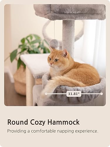 Miniatura 4 de Ouritsu Árbol para gatos, torre para gatos de 31 pulgadas, poste rascador de sisal, rampa rascadora redonda similar a un espejo, perca superior de