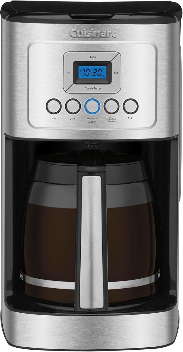 Cuisinart 14-Cup Coffee Maker, Programmable PerfecTemp Glass Carafe Coffee Machine with 1-4 Cup Setting, Brew Strength Control and Pause, Stainless Steel, DCC-3200NAS