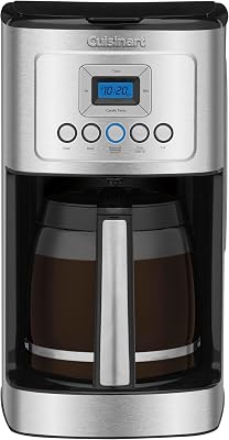 Cuisinart Coffee Maker, Programmable, Stainless Steel, 14-Cup Glass Carafe | DCC-3200NAS, PerfecTemp coffee machine with 1-4 cup settings, strength control, auto-off & a reusable gold tone filter