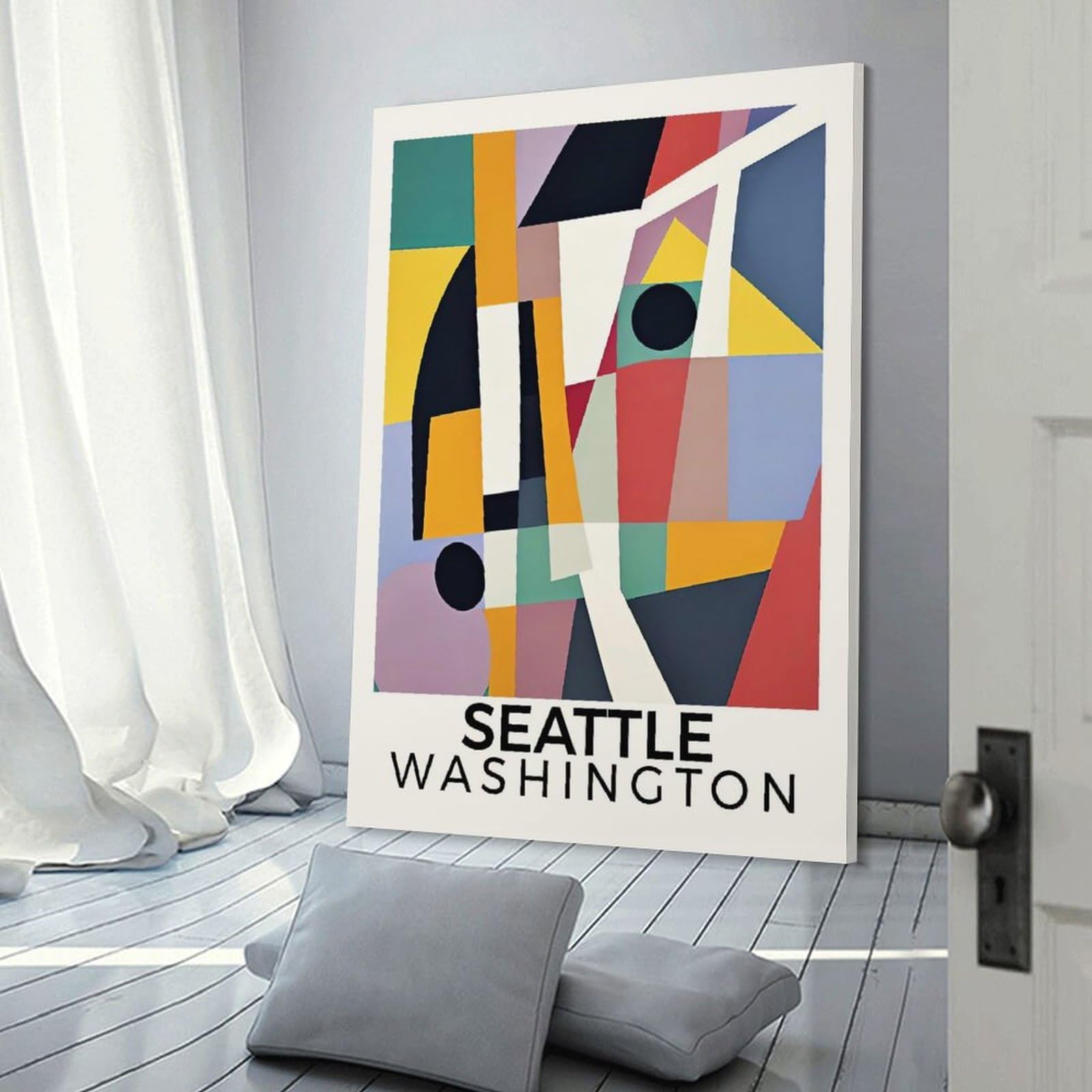 Junmoney Seattle Washington Wall Decor Canvas Print, 20x30inch(50x75cm), for Living Room, Bedroom Or Home Office, Home Decor Gift with Stylish Appeal