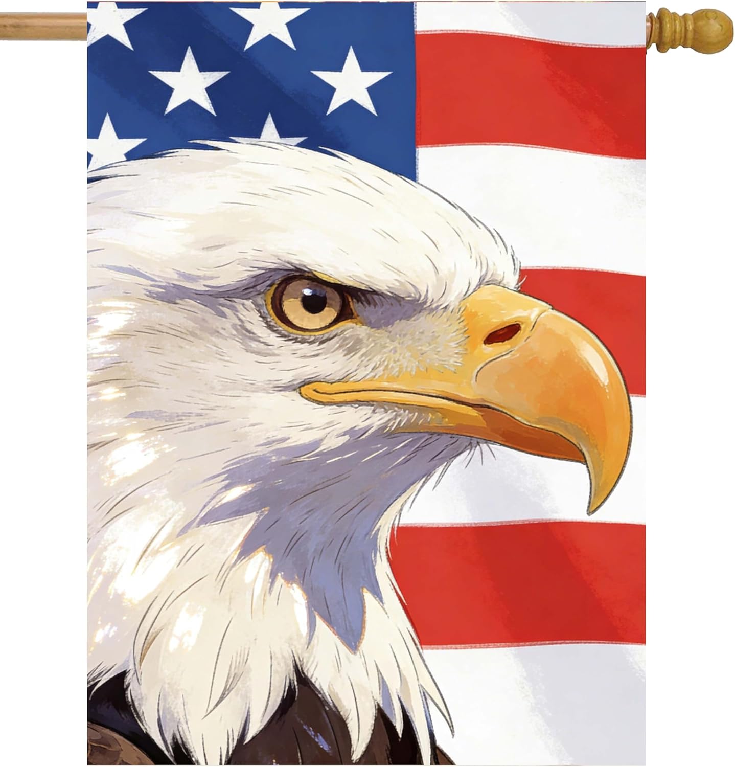 USA Vintage American Flag Bald Eagle 4th of July Memorial Independence Day House Flag 28 x 40 Inch, Double Sided Large Garden Yard Welcome Flags Banners for Home Lawn Patio Outdoor Decor