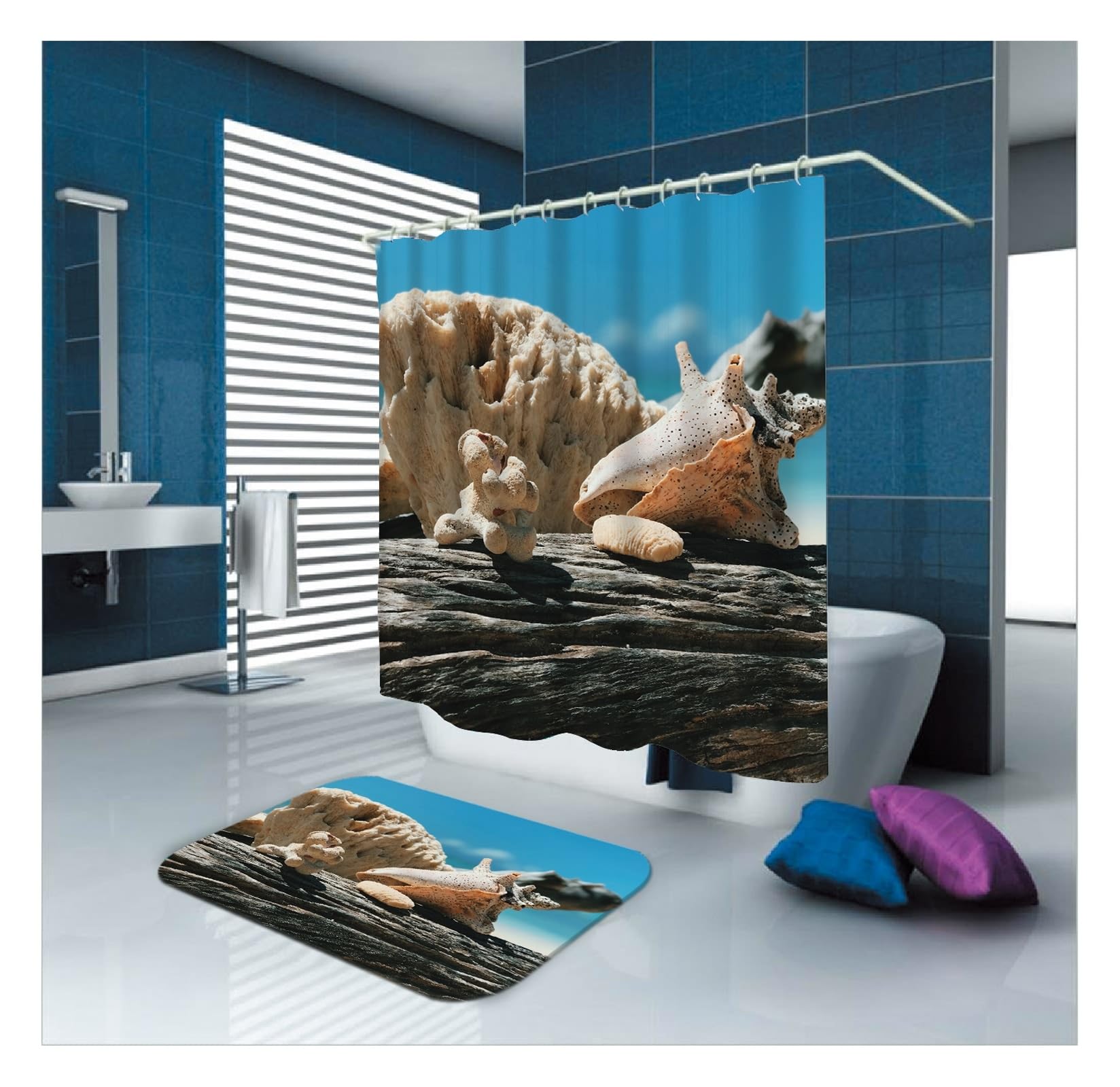 Rideau de douche 90x180 anti-moisissure en polyester résistant