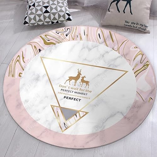 Alfombra redonda contemporánea de color rosa y blanco, para sala de estar, dormitorio, mesita de noche, decoración de piso para el hogar, 31.5 in,