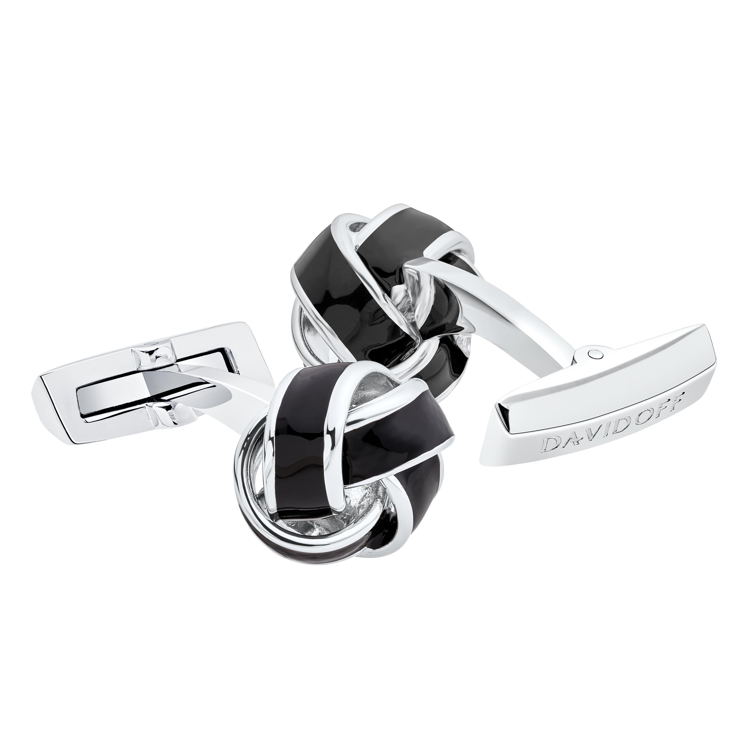 DAVIDOFF ESSENTIALS Cufflinks - Gemelos de plata redondos para hombre con forma entrelazada - gemelos para camisas de latón – accesorios de hombre para bodas y eventos