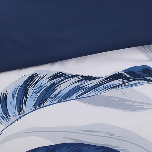 Miniatura 7 de WRENSONGE Juego de edredón tamaño Queen, juego de edredón floral azul de 7 piezas con sábanas para cama tamaño Queen, juego de ropa de cama Queen