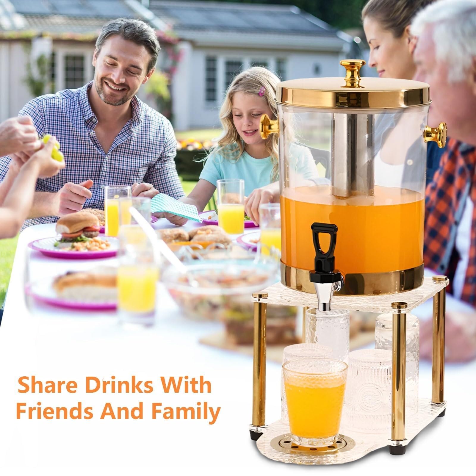 Dispensador de bebidas transparente, cerveza, agua, zumo, bebidas frías, cócteles con tapa hermética y soporte for grifo for fiestas de Buffet