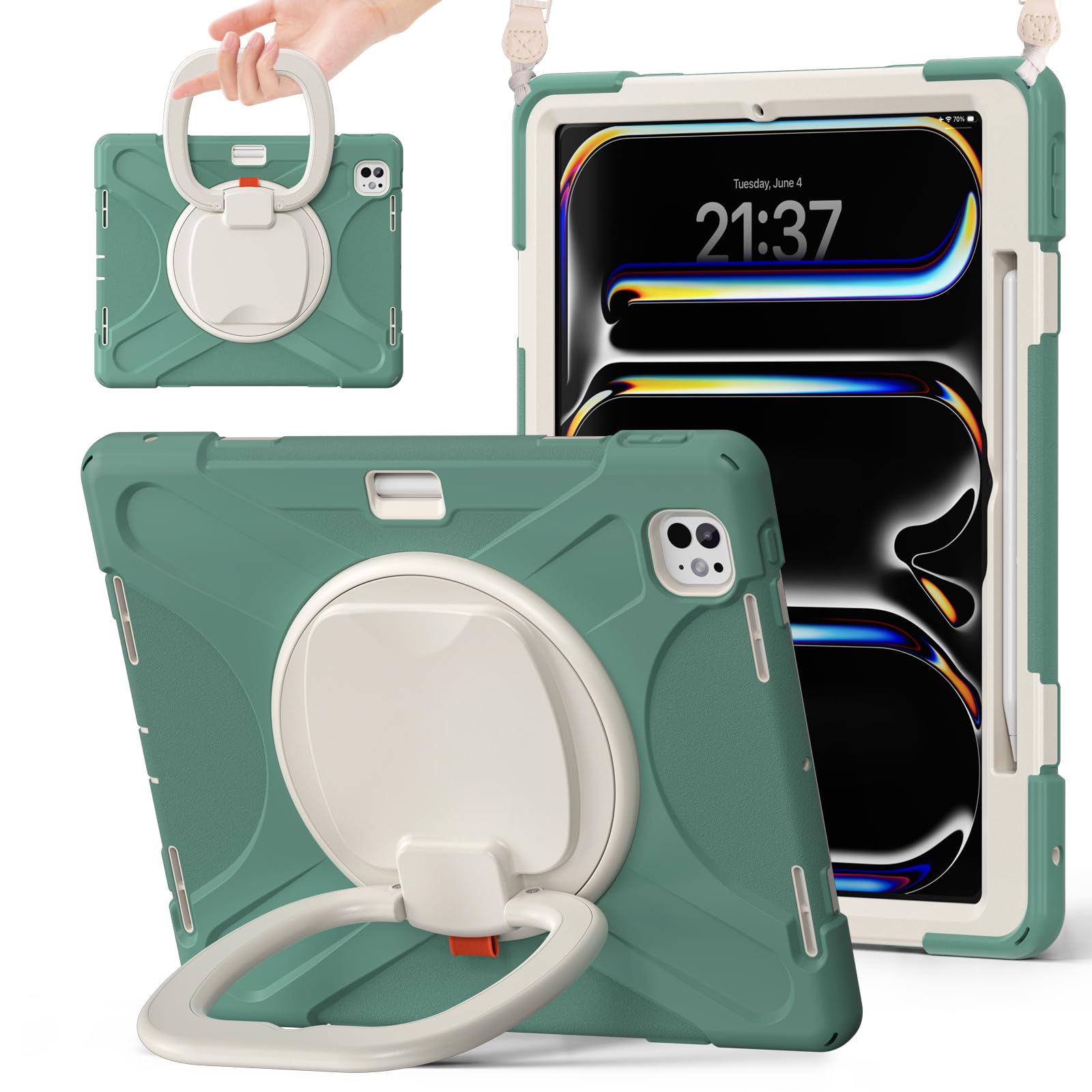 Coque iPad Pro 13 2024 pour enfants protégeant des chutes avec sangle de transport - 8