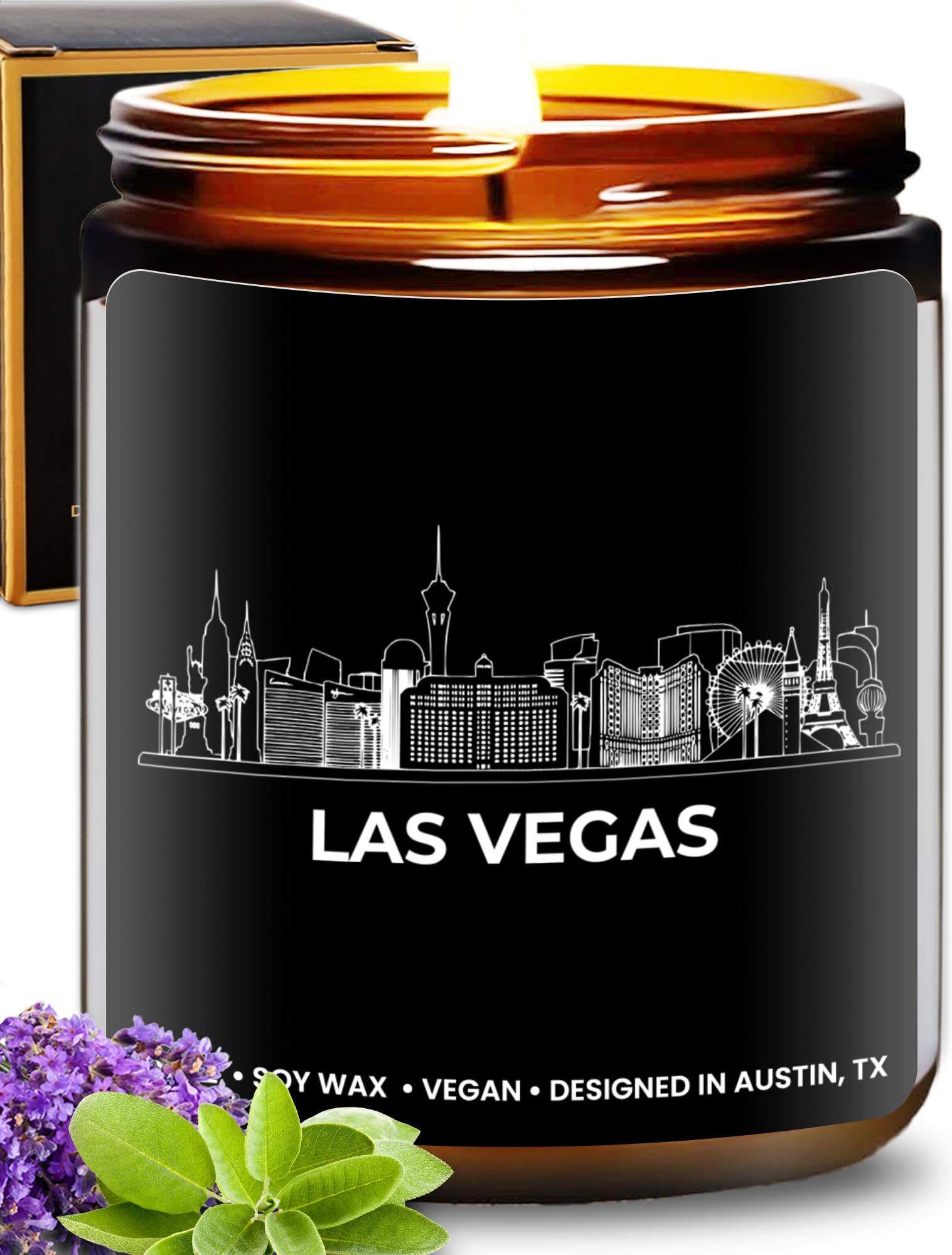 Las Vegas Candle, House Warming Las Vegas Themed Gifts for Men &amp; Women, Unique Skyline and City Souvenirs for Her, Best Sentimental Gifts for Moving Away, Ideal for Birthday, Christmas, Gift-Ready
