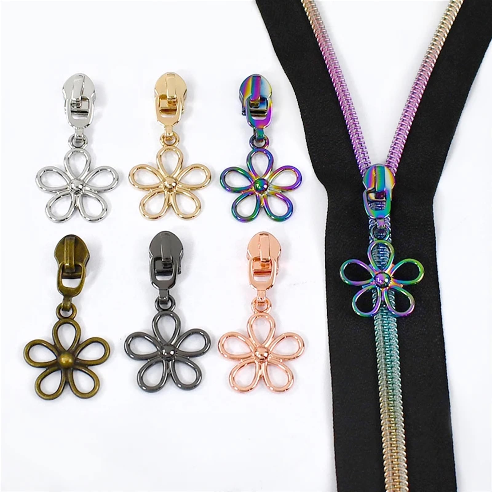 Kit de reparación de cremalleras, Cremallera de nailon deslizante, tamaño 5, multicolor, paquete varias piezas(Lightgold,50PCS-5#)