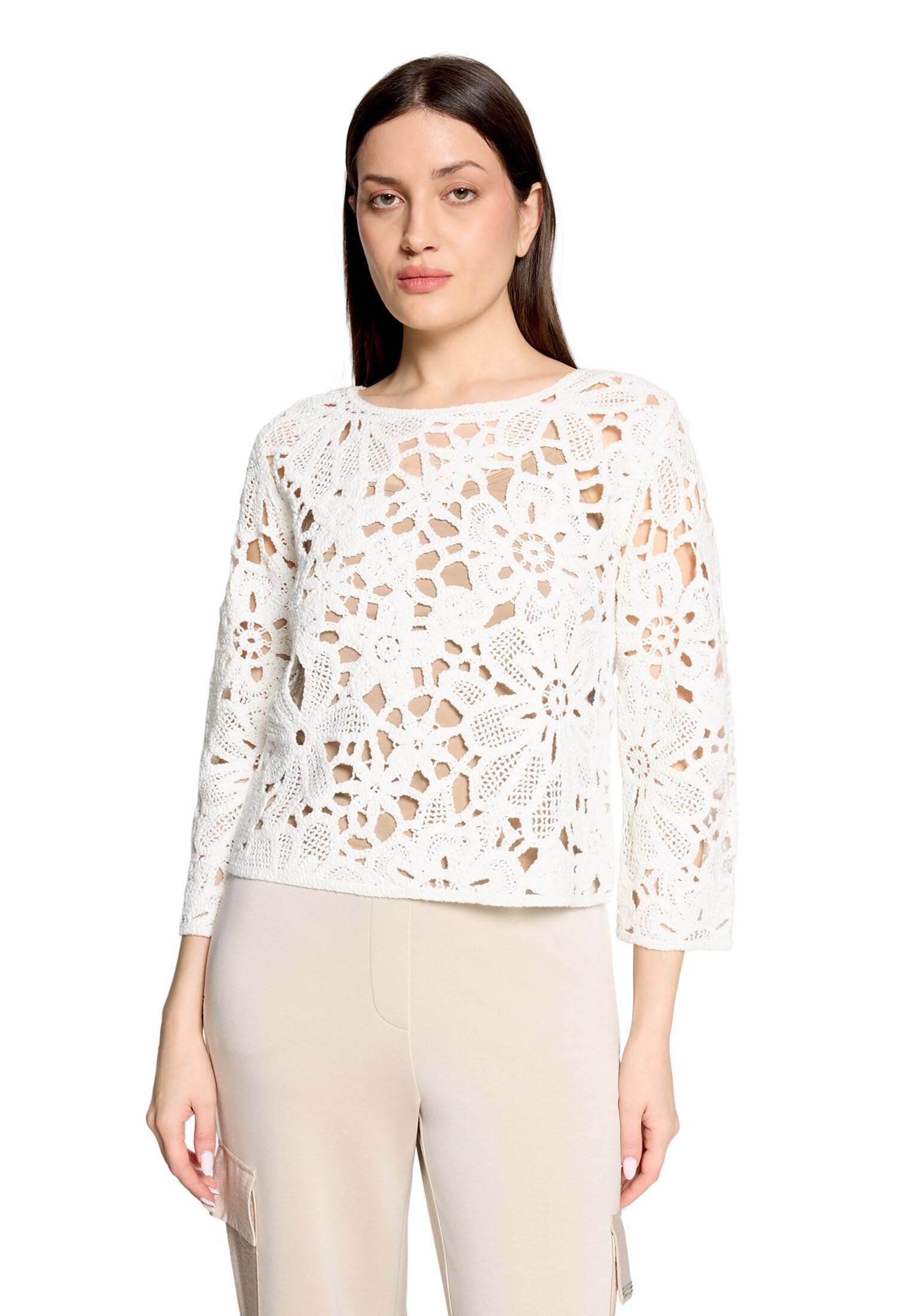 Betty Barclay Damen Lochstrick-Pullover mit U-Boot-Ausschnitt