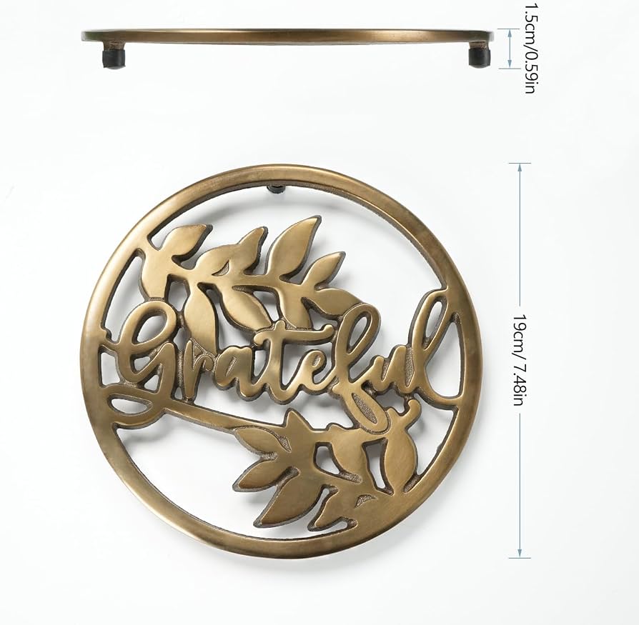 HAWOK Smooth Cast Iron Trivet - 7.48 Inch Round Heat Resistant Trivet With Rubber Feet - View #8